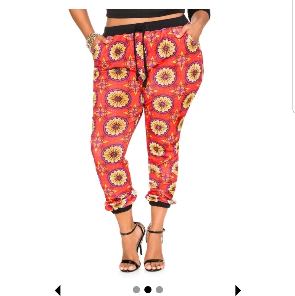 Orange Tile Plus Size Joggers